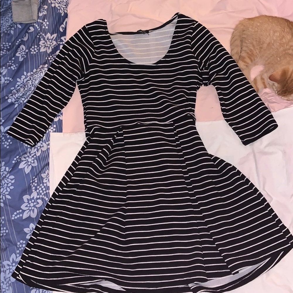 Rue21 black dress with white horizontal stripes